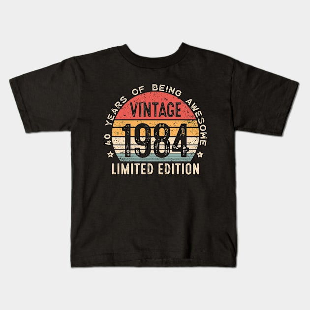 40 Year Old Gifts Vintage 1984 Limited Edition 40th Birthday Kids T-Shirt by Shrtitude